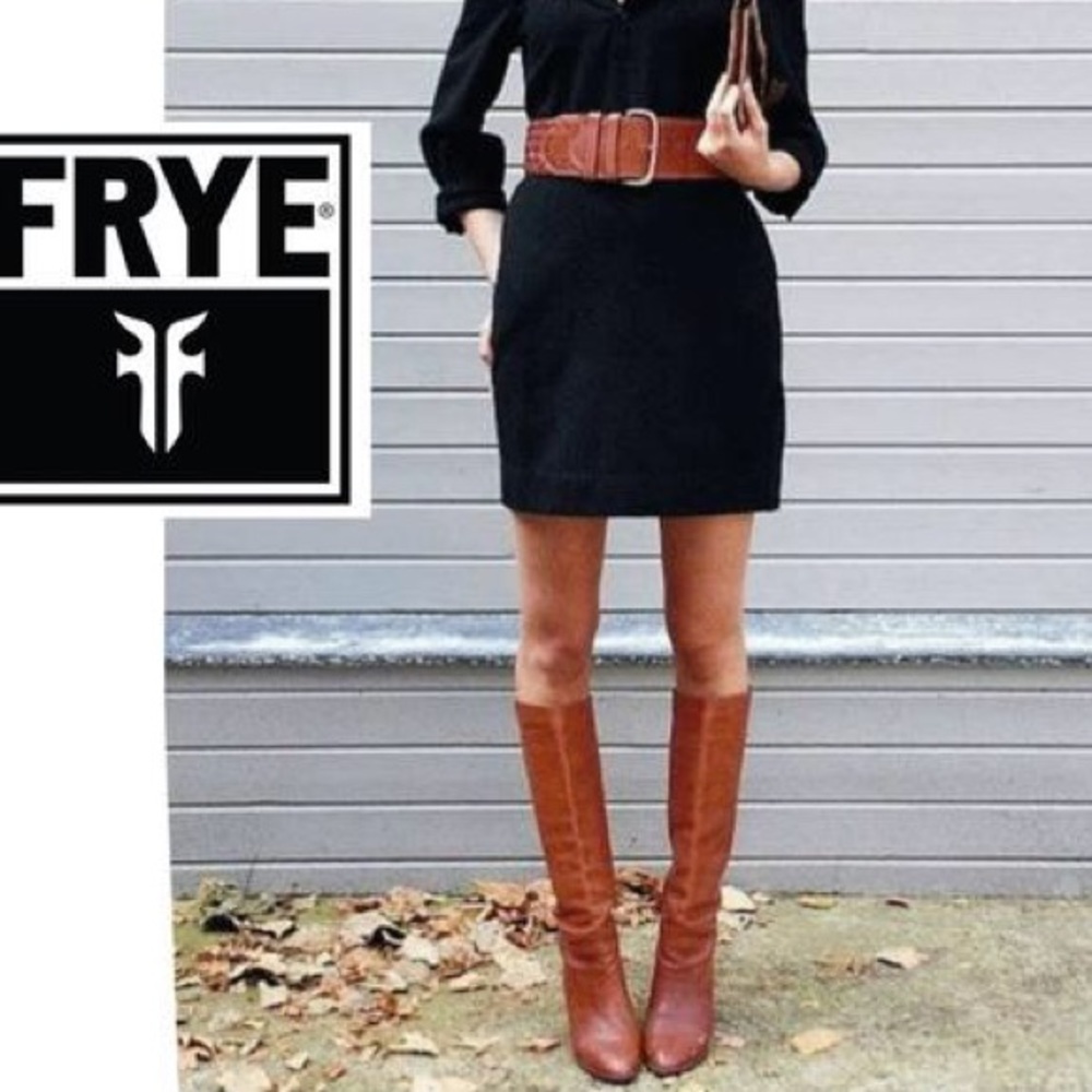 Frye Tall Vintage Cognac Western Cowboy Heel Boots